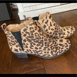 Cheetah print booties